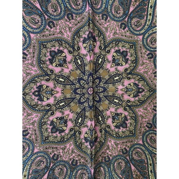 Jos A Bank Mens 14.5 X 14.5” Pink Blue Paisley 100% Silk Pocket Square New W Tag - Picture 4 of 16